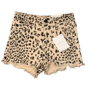 KanCan Size S Leopard Animal Print Cut Off Del Rey High Rise Shorts Womens NWT